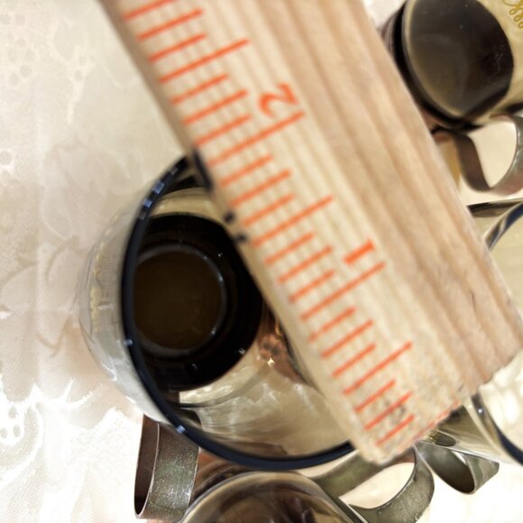 VTG Tia Maria Aperitif Smoked Glass Copper Color Metal Base w/ Handle Set of 4 - Picture 15 of 15